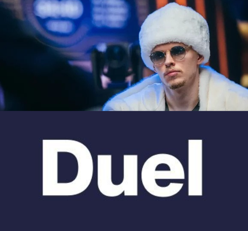 Monarch at Duel Casino gaming table wearing Duel.com branded hoodie